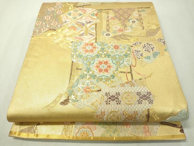 平和屋着物▼六通柄袋帯　唐織　誰が袖　金糸　正絹　逸品　CAAW5932vp