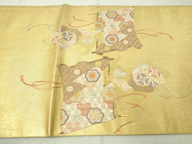 平和屋着物▼六通柄袋帯　唐織　誰が袖　金糸　正絹　逸品　CAAW5932vp