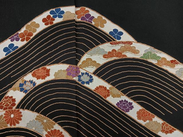 平和屋着物■豪華黒留袖　駒刺繍　立波吉祥文　金彩　正絹　逸品　CAAW6019kb