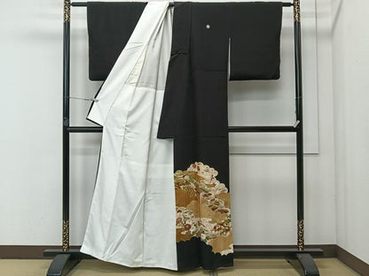 平和屋着物■豪華黒留袖　刺繍　雲取り花文　金彩　正絹　逸品　CAAW6279kb