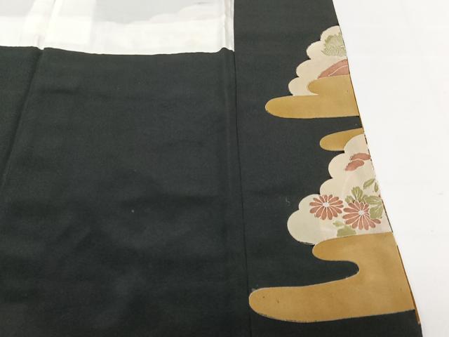 平和屋着物■豪華黒留袖　刺繍　雲取り花文　金彩　正絹　逸品　CAAW6279kb