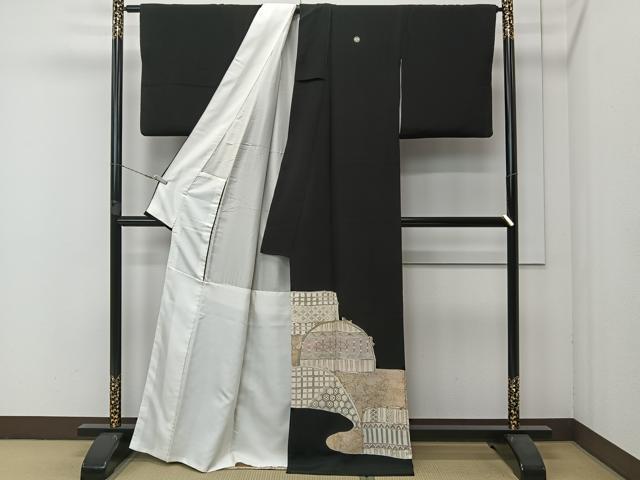 平和屋着物■豪華黒留袖　駒刺繍　籬吉祥文　金彩　正絹　逸品　CAAW6281kb