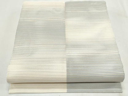 平和屋着物＊夏物 絽綴れ 八寸名古屋帯 格子文 銀糸 正絹 逸品 CAAW6574th