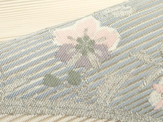 平和屋着物＊夏物 絽綴れ 八寸名古屋帯 草花文 銀糸 正絹 逸品 CAAW6575th