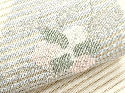 平和屋着物＊夏物 絽綴れ 八寸名古屋帯 草花文 銀糸 正絹 逸品 CAAW6575th