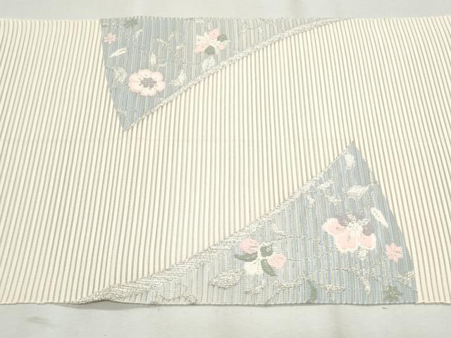 平和屋着物＊夏物 絽綴れ 八寸名古屋帯 草花文 銀糸 正絹 逸品 CAAW6575th