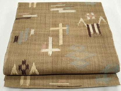 平和屋着物＊夏物　八寸名古屋帯　琉球絣文様　正絹　逸品　CAAW6577th