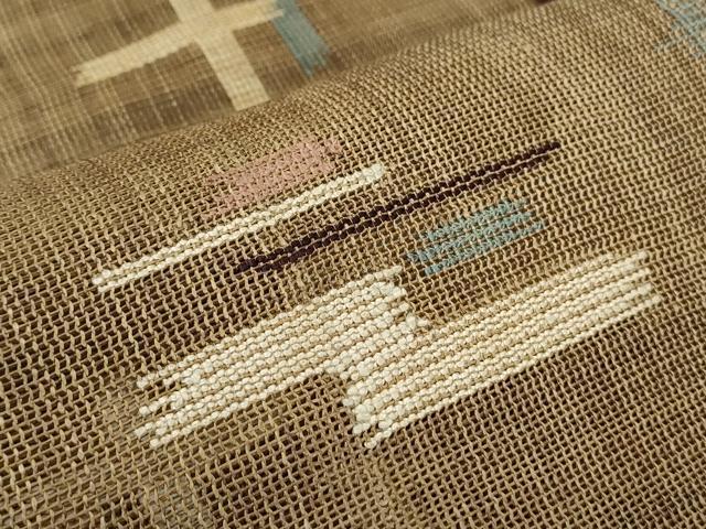 平和屋着物＊夏物　八寸名古屋帯　琉球絣文様　正絹　逸品　CAAW6577th