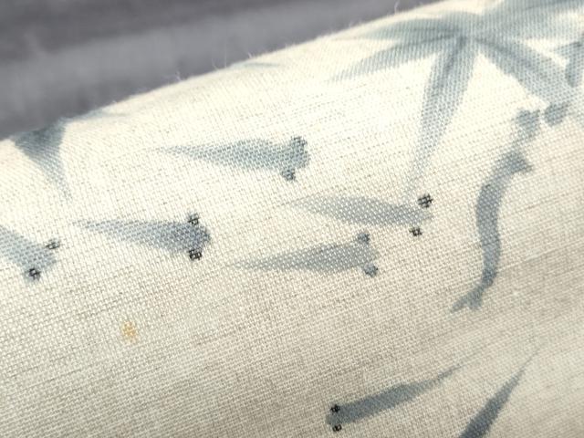 平和屋着物＊夏物 九寸名古屋帯 手描き メダカ 枝楓文 麻 逸品 CAAW6578th