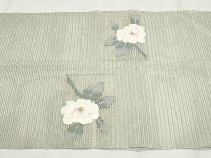 平和屋着物＊夏物 絽綴れ 八寸名古屋帯 流水草花文 金銀糸 正絹 逸品 CAAW6579th