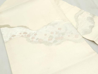 平和屋着物＊夏物　九寸名古屋帯　道長吉祥文　銀糸　正絹　逸品　CAAW6584th