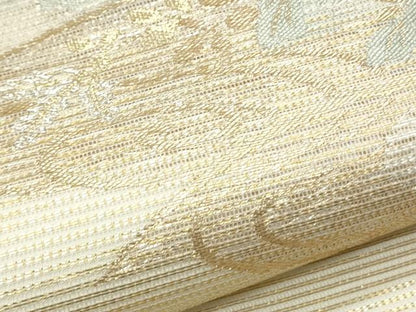 平和屋着物＊夏物 九寸名古屋帯 流水草花文 金銀糸 正絹 逸品 CAAW6585th