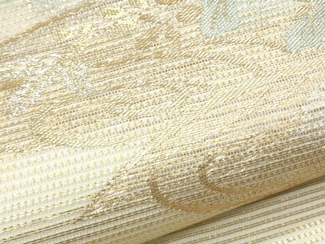 平和屋着物＊夏物 九寸名古屋帯 流水草花文 金銀糸 正絹 逸品 CAAW6585th