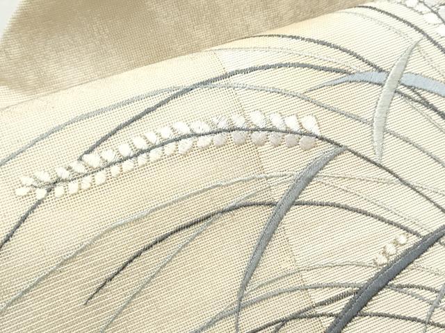 平和屋着物＊夏物 九寸名古屋帯 刺繍 稲穂 金銀糸 正絹 逸品 CAAW6625th