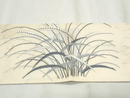 平和屋着物＊夏物 九寸名古屋帯 刺繍 稲穂 金銀糸 正絹 逸品 CAAW6625th