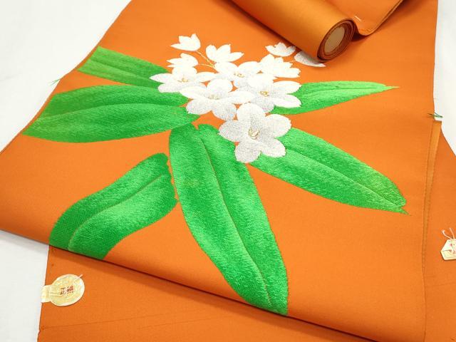 平和屋着物▼西陣　名古屋帯　反物　唐織　草花文　金銀糸　証紙付き　逸品　未使用　CAAW6734th