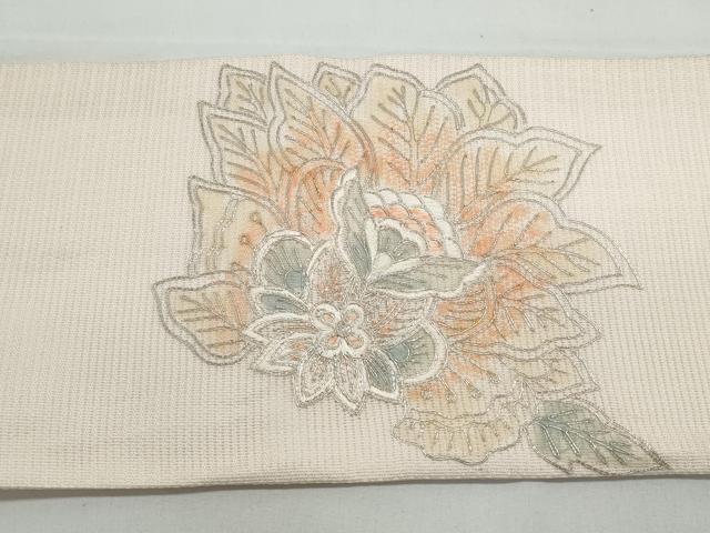 平和屋着物＊夏物 九寸名古屋帯 駒刺繍 更紗花文 正絹 逸品 CAAW6760th
