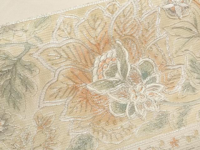 平和屋着物＊夏物 九寸名古屋帯 駒刺繍 更紗花文 正絹 逸品 CAAW6760th