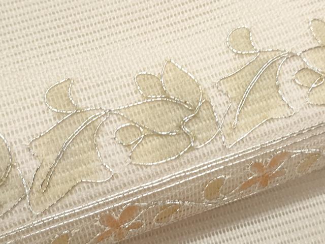 平和屋着物＊夏物 九寸名古屋帯 駒刺繍 更紗花文 正絹 逸品 CAAW6760th