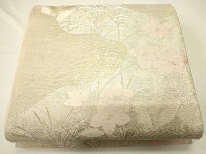 平和屋着物＊夏物　六通柄袋帯　流水草花文　金銀糸　正絹　逸品　CAAW6814eg