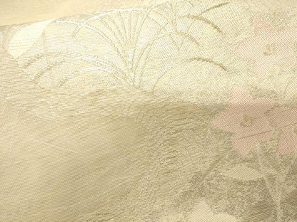 平和屋着物＊夏物　六通柄袋帯　流水草花文　金銀糸　正絹　逸品　CAAW6814eg