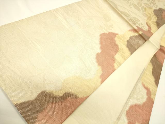 平和屋着物＊夏物　六通柄袋帯　霞草花文　金糸　正絹　逸品　未使用　CAAW6815eg