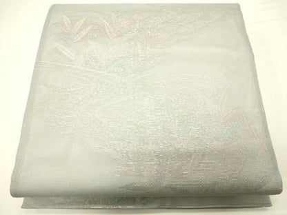 平和屋着物＊夏物　六通柄袋帯　流水草花文　金糸　正絹　逸品　CAAW6840eg