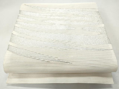 平和屋着物＊夏物 八寸名古屋帯 絽綴れ 霞文 銀糸 正絹 逸品 CAAW6856fb