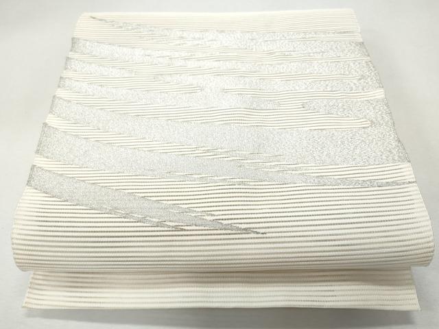 平和屋着物＊夏物 八寸名古屋帯 絽綴れ 霞文 銀糸 正絹 逸品 CAAW6856fb