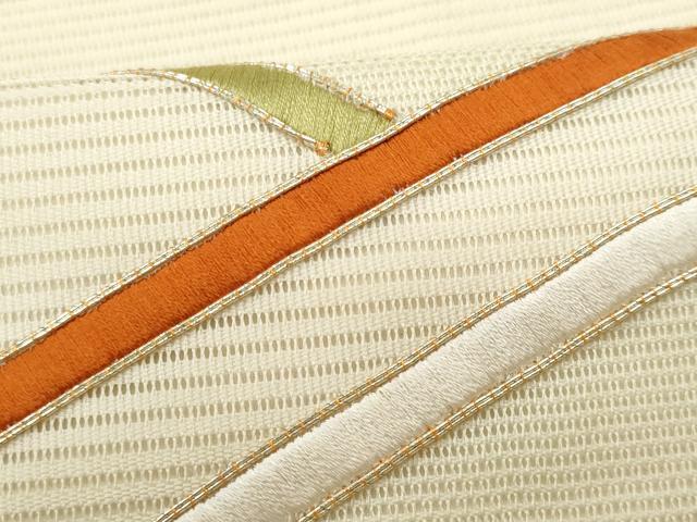 平和屋着物＊夏物 九寸名古屋帯 総刺繍 立波文 正絹 逸品 CAAW6857fb