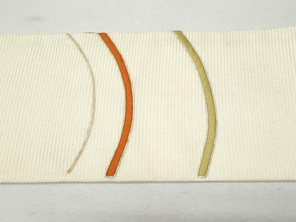 平和屋着物＊夏物 九寸名古屋帯 総刺繍 立波文 正絹 逸品 CAAW6857fb