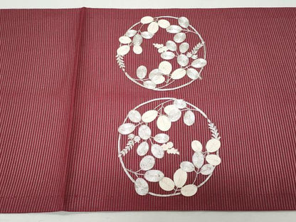 平和屋着物＊夏物　九寸開き名古屋帯　総刺繍　駒刺繍　萩丸文　正絹　逸品　CAAW6858fb