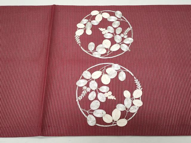 平和屋着物＊夏物　九寸開き名古屋帯　総刺繍　駒刺繍　萩丸文　正絹　逸品　CAAW6858fb