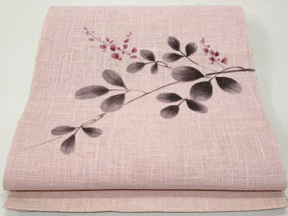 平和屋着物＊夏物 八寸名古屋帯 手描き 枝葉文 正絹 逸品 CAAW6870fb