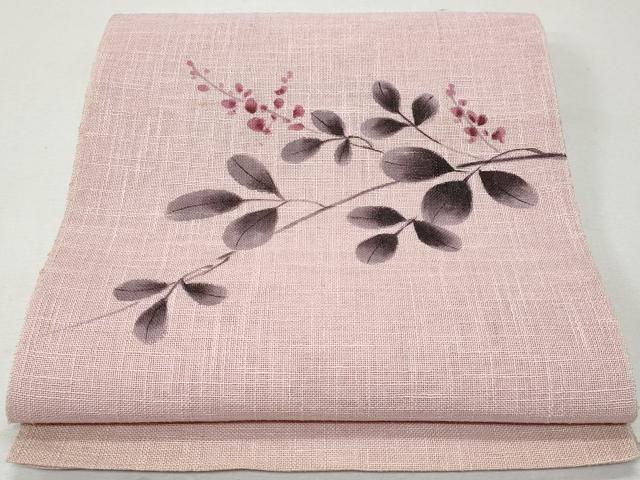平和屋着物＊夏物 八寸名古屋帯 手描き 枝葉文 正絹 逸品 CAAW6870fb