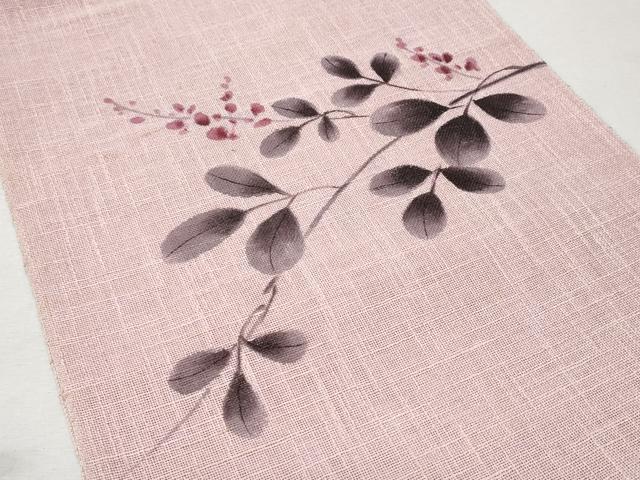 平和屋着物＊夏物 八寸名古屋帯 手描き 枝葉文 正絹 逸品 CAAW6870fb