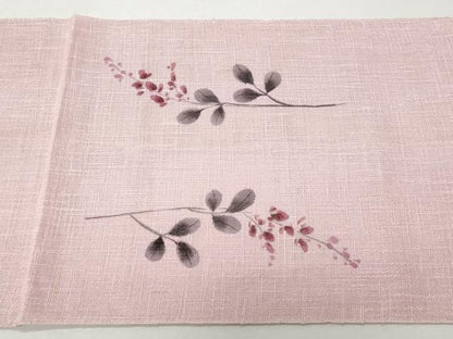 平和屋着物＊夏物 八寸名古屋帯 手描き 枝葉文 正絹 逸品 CAAW6870fb