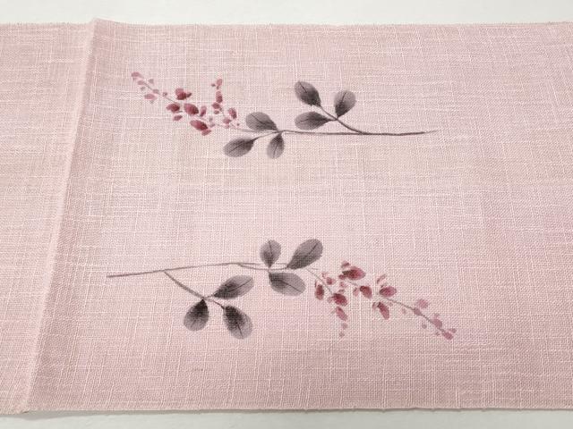 平和屋着物＊夏物 八寸名古屋帯 手描き 枝葉文 正絹 逸品 CAAW6870fb