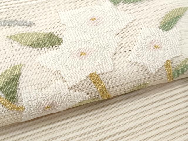 平和屋着物＊夏物 八寸名古屋帯 絽綴れ 地紙重ね桔梗文 金銀糸 正絹 逸品 CAAW6874fb