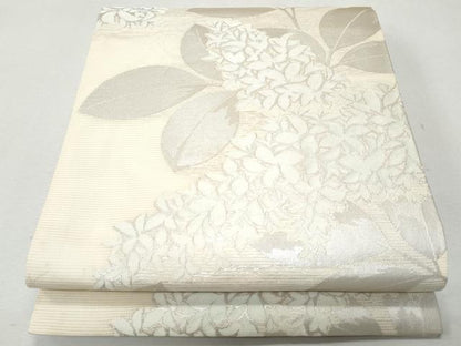 平和屋着物＊夏物 九寸開き名古屋帯 枝花文 銀糸 正絹 逸品 CAAW6890fb