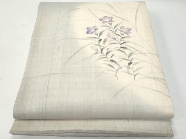 平和屋着物＊夏物 九寸開き名古屋帯 枝花文 銀彩 正絹 逸品 CAAW6892fb