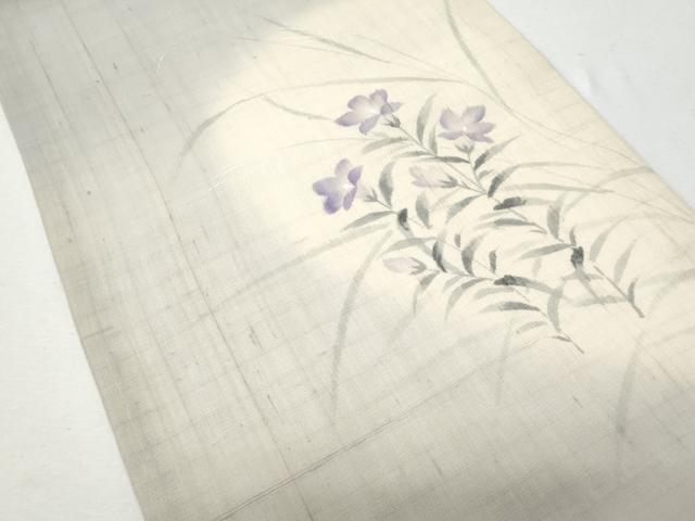 平和屋着物＊夏物 九寸開き名古屋帯 枝花文 銀彩 正絹 逸品 CAAW6892fb