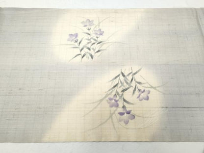 平和屋着物＊夏物 九寸開き名古屋帯 枝花文 銀彩 正絹 逸品 CAAW6892fb