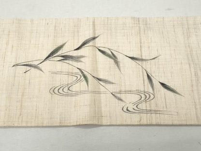 平和屋着物＊夏物 九寸名古屋帯 作家物 手描き 流水舟枝葉文 麻 逸品 CAAW6895fb