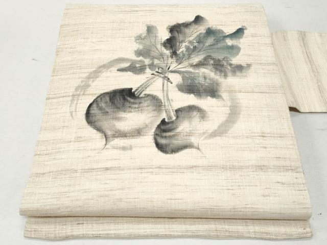 平和屋着物＊夏物 九寸名古屋帯 手描き 成り物 麻 逸品 CAAW6896fb