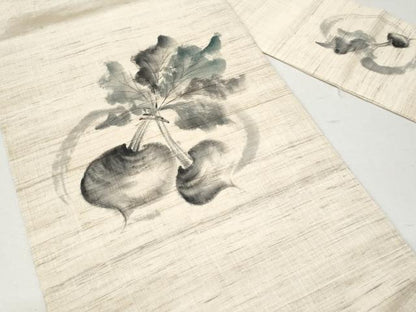 平和屋着物＊夏物 九寸名古屋帯 手描き 成り物 麻 逸品 CAAW6896fb