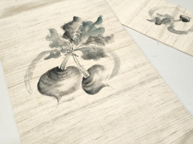 平和屋着物＊夏物 九寸名古屋帯 手描き 成り物 麻 逸品 CAAW6896fb