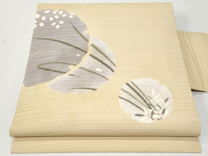 平和屋着物＊夏物 九寸名古屋帯 変わり絽 雪輪枝葉文 正絹 逸品 CAAW6897fb