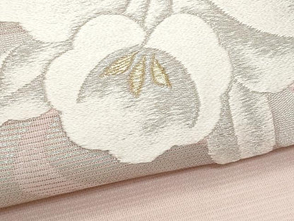 平和屋着物＊夏物　九寸名古屋帯　流水花文　金銀糸　正絹　逸品　CAAW6903fb