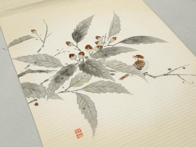平和屋着物＊夏物　九寸開き名古屋帯　作家物　枝葉に休み鳥　正絹　逸品　CAAW6906fb